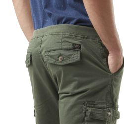 Pantalon cargo homme poches laterales avec écusson brodé en coton Ico