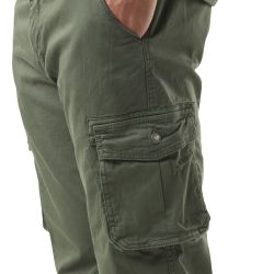 Pantalon cargo homme poches laterales avec écusson brodé en coton Ico