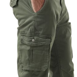 Pantalon cargo homme poches laterales avec écusson brodé en coton Ico