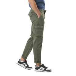 Pantalon cargo homme poches laterales avec écusson brodé en coton Ico