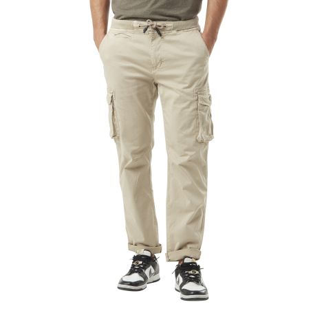 Pantalon cargo homme poches laterales avec écusson brodé en coton Ico