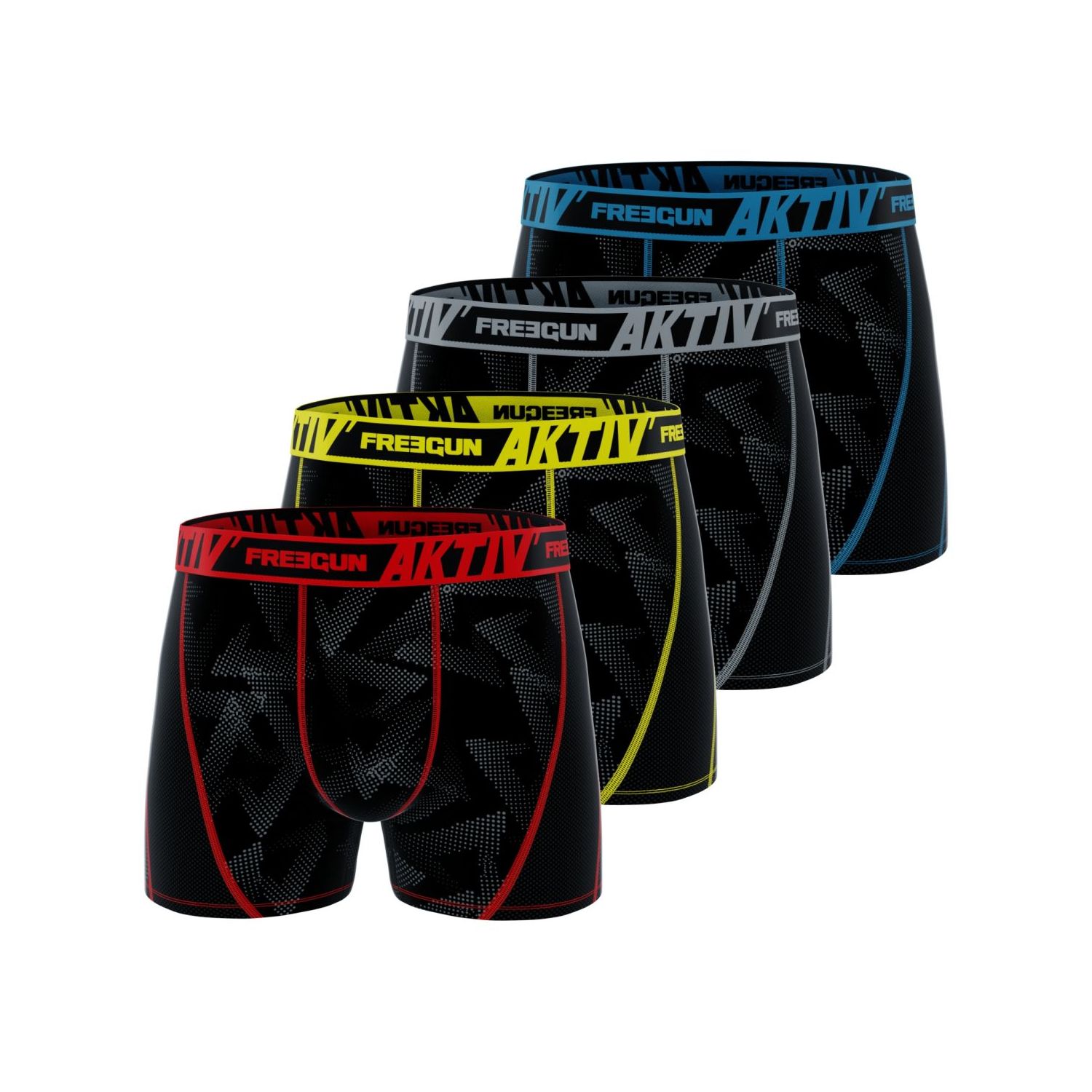 Lot de 4 Boxers homme Aktiv Sport surpiqûres colorées