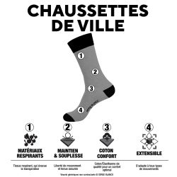 Lot de 3 paires de chaussettes de ville fantaisies en coton peigné