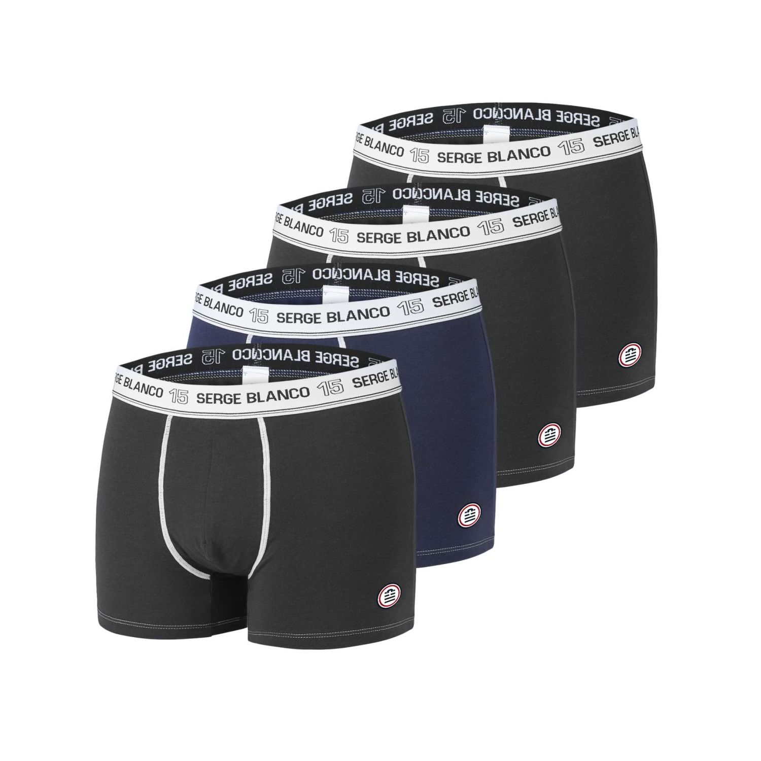 Lot de 4 Boxers coton homme avec surpiqûres Class Lot de 4 Boxers coton homme avec surpiqûres Class