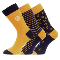 Lot de 3 paires de chaussettes de ville fantaisies en coton peigné