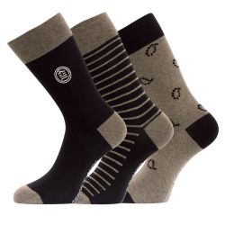 Lot de 3 paires de chaussettes de ville fantaisies en coton peigné