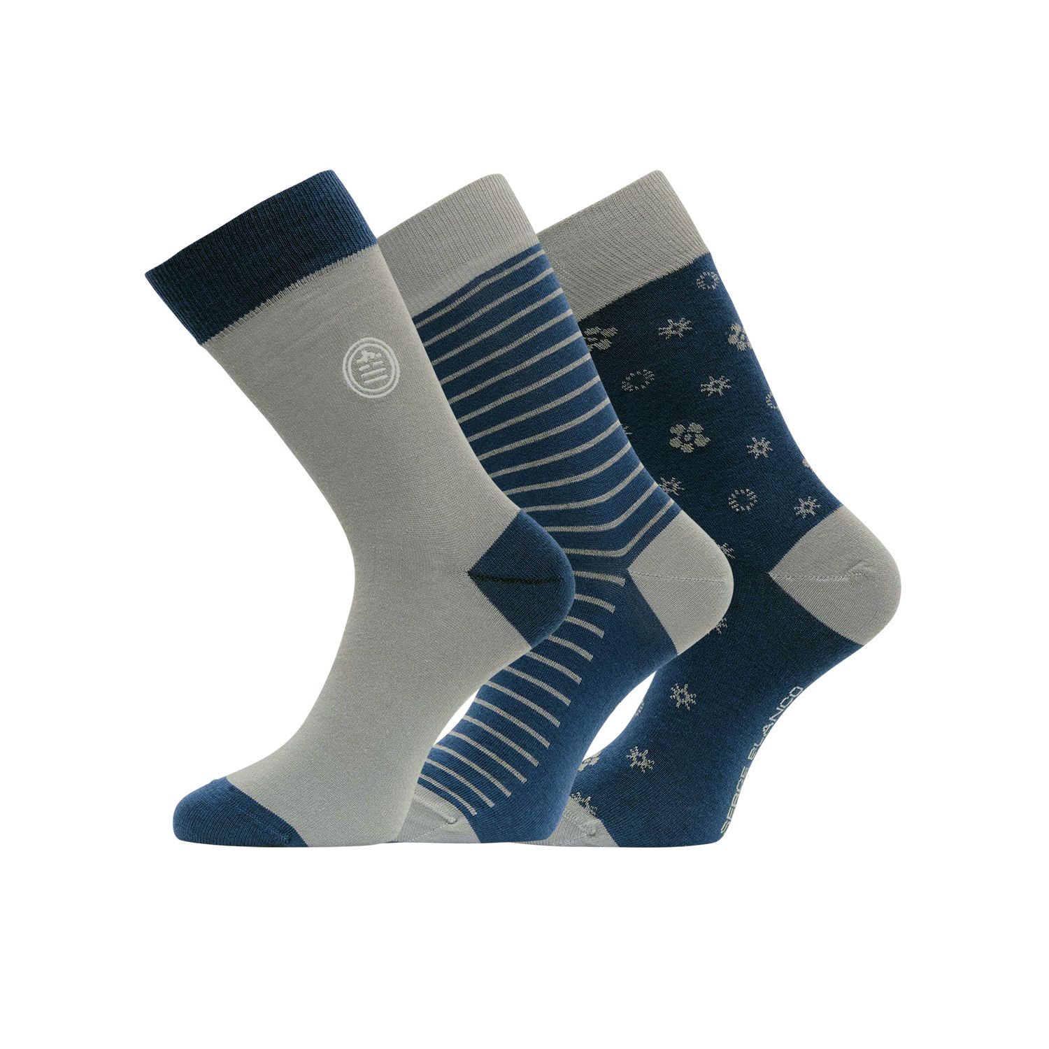 Lot de 3 paires de chaussettes de ville fantaisies en coton peigné