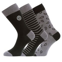 Lot de 3 paires de chaussettes de ville fantaisies en coton peigné