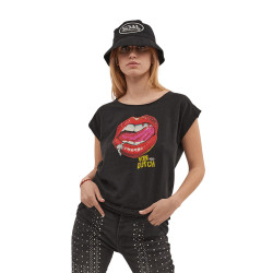T-shirt femme col rond en...
