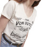 T-shirt femme col en V effet usé en coton Hand T-shirt femme col en V effet usé en coton Hand