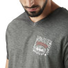 T-shirt homme col v avec print en coton Hans Black