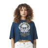 Crop top femme loose avec col constraté et print devant en coton Bu Crop top femme loose avec col constraté et print devant en coton Bu