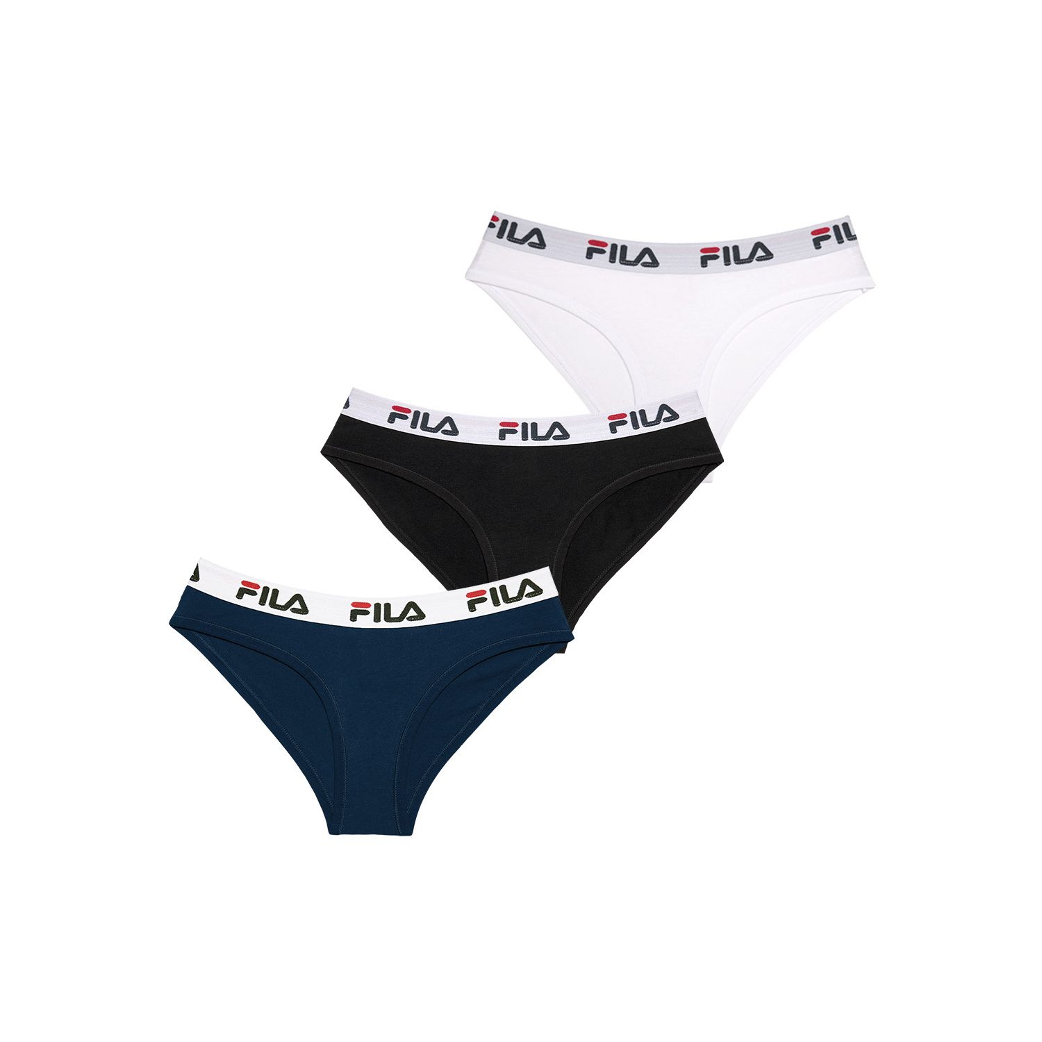 Lot de 3 Culottes coton femme Fila 6043 Noir Navy et Blanc Lot de 3 Culottes coton femme Fila 6043 Noir Navy et Blanc
