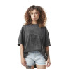 T-shirt loose femme col rond en acid wash et print en coton Motarde