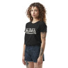 T-shirt femme col rond en slub coton avec print devant Slub T-shirt femme col rond en slub coton avec print devant Slub