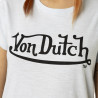 T-shirt femme col rond en slub coton avec print devant Slub T-shirt femme col rond en slub coton avec print devant Slub