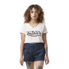 T-shirt femme col rond en slub coton avec print devant Slub T-shirt femme col rond en slub coton avec print devant Slub