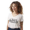 T-shirt femme col rond en slub coton avec print devant Slub T-shirt femme col rond en slub coton avec print devant Slub