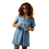 Combinaison short femme manches courtes effet denim léger Jean Combinaison short femme manches courtes effet denim léger Jean