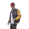 Bombers bi-matiére en feutrine avec écusson et broderie Varsity