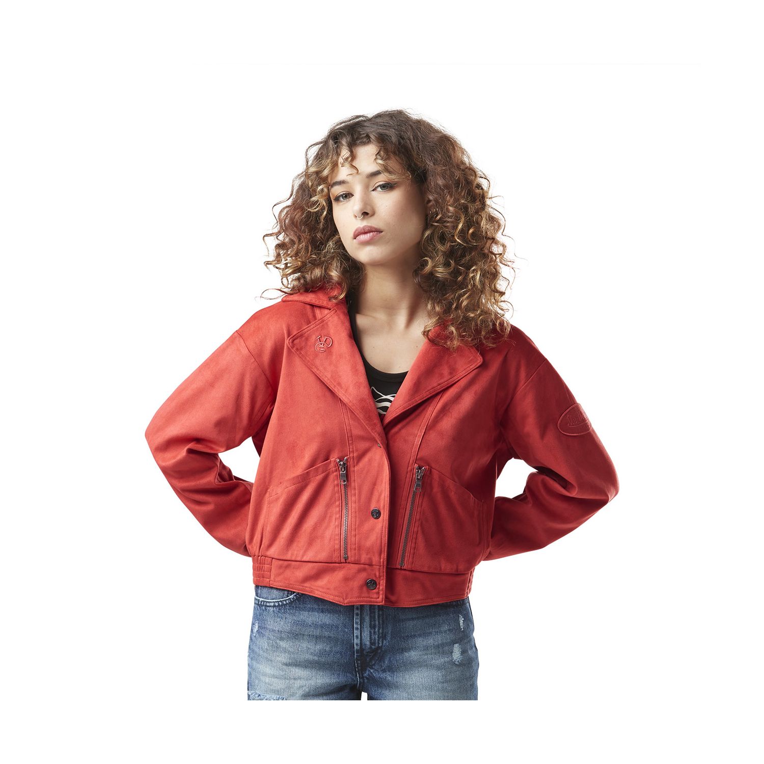 Veste femme suedine avec boutons pressions Suedine