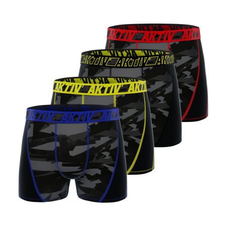 Lot de 4 Boxers homme Aktiv Sport Fluo surpiqûres colorées