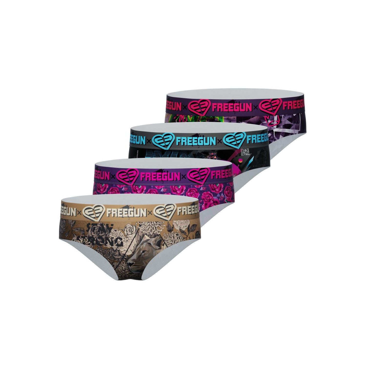 Lot de 4 culottes femme imprimé Origami Lot de 4 culottes femme imprimé Origami