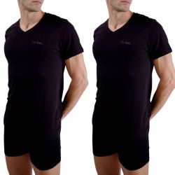 Lot de 2 t-shirts homme en col v avec broderie sur la poitrine