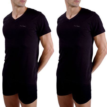 Lot de 2 t-shirts homme en col v avec broderie sur la poitrine