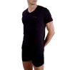 T-shirt homme en col v avec broderie sur la poitrine