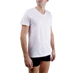 T-shirt homme en col v avec broderie sur la poitrine