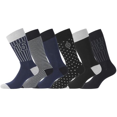 Lot de 6 Paires de Chaussettes de ville coton homme