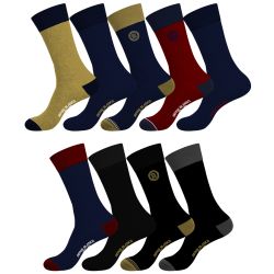 Lot de 9 Paires de Chaussettes de ville coton homme peigné doux