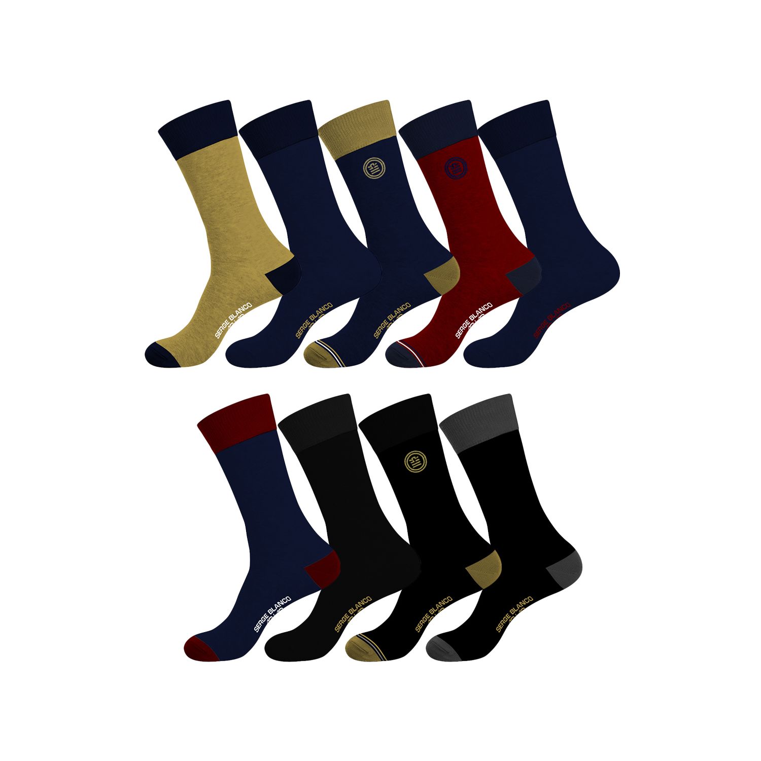 Lot de 9 Paires de Chaussettes de ville coton homme peigné doux