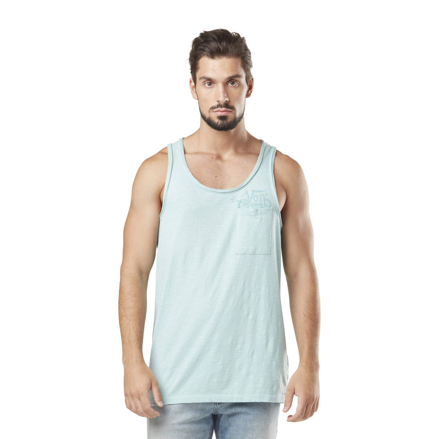 Débardeur homme avec poche en slub et print Chill Sage