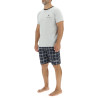 Ensemble Pyjama court homme en coton à carreaux et Logo poitrine Ensemble Pyjama court homme en coton à carreaux et Logo poitrine