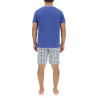 Ensemble Pyjama court homme en coton à carreaux et Logo poitrine Ensemble Pyjama court homme en coton à carreaux et Logo poitrine