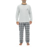 Ensemble Pyjama long homme en popeline à carreaux et Logo poitrine Ensemble Pyjama long homme en popeline à carreaux et Logo poitrine