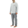 Ensemble Pyjama long homme en popeline à carreaux et Logo poitrine Ensemble Pyjama long homme en popeline à carreaux et Logo poitrine