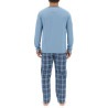 Ensemble Pyjama long homme en popeline à carreaux et Logo poitrine