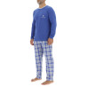 Ensemble Pyjama long homme en popeline à carreaux et Logo poitrine Ensemble Pyjama long homme en popeline à carreaux et Logo poitrine