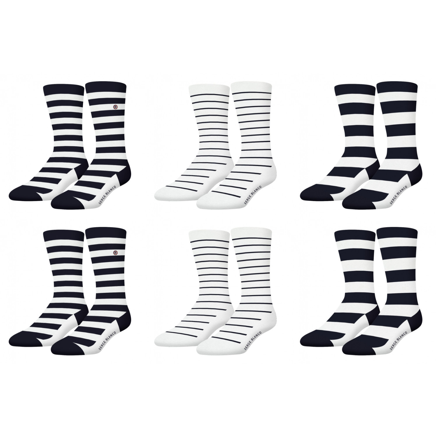 Lot de 6 paires de chaussettes de ville Serge Blanco Marin