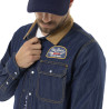 Chemise homme manches longues chambray et col velours et patch Fuel Chemise homme manches longues chambray et col velours et patch Fuel