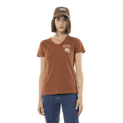 T-shirt femme uni col V...