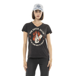 T-shirt femme uni col V...