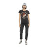 T-shirt femme uni col V avec print devant Fire