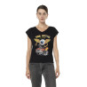 T-shirt femme uni col V avec print devant Pilote