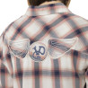 Chemise femme à carreaux tissés avec patch et broderies Stud Chemise femme à carreaux tissés avec patch et broderies Stud
