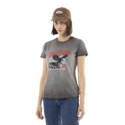 T-shirt femme uni flammé à...