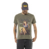 T-shirt homme col rond en jersey chiné regular print devant Up